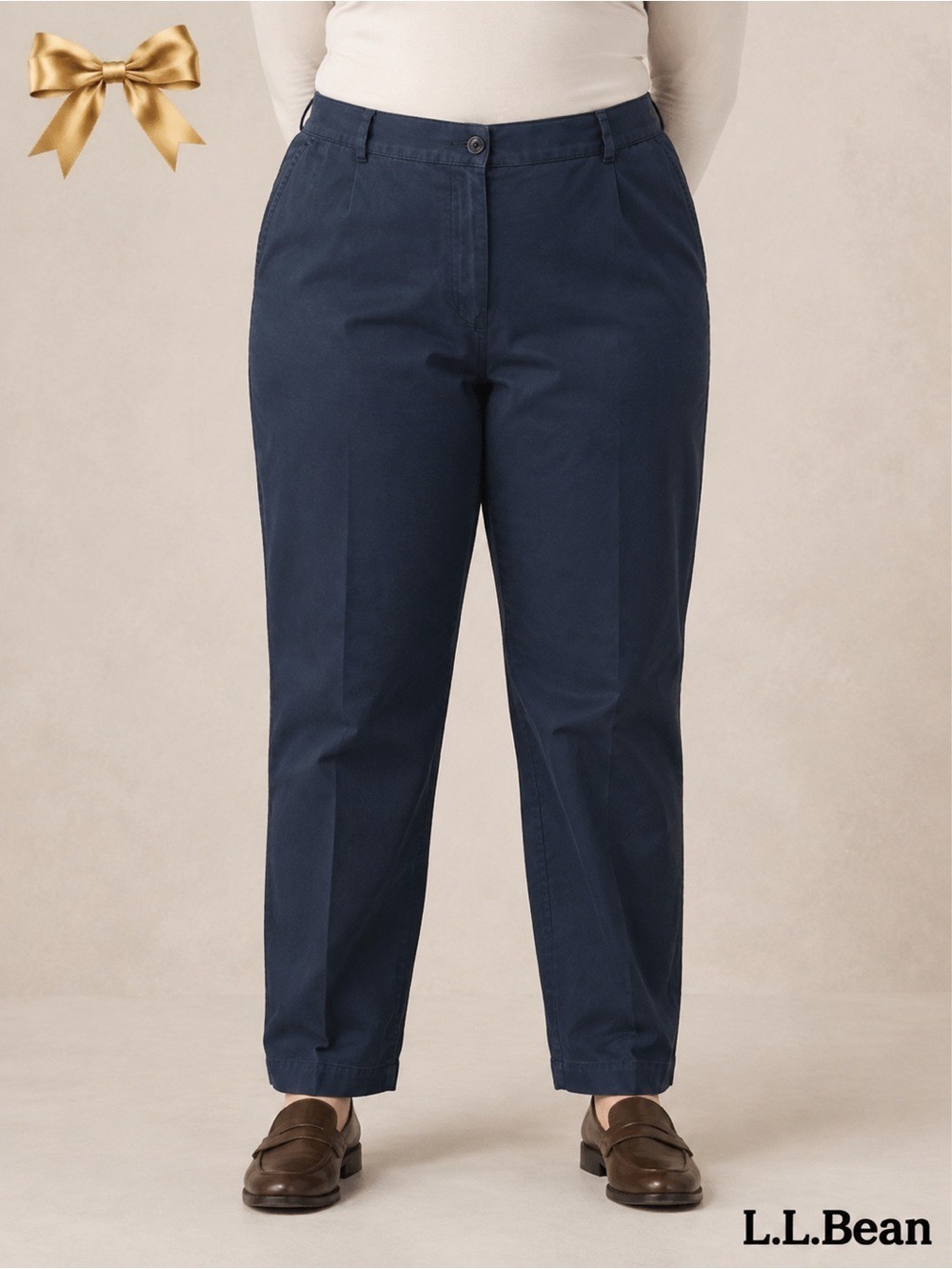 L. L. Bean Dark Navy High Waisted Trousers Original Fit Size 18P
